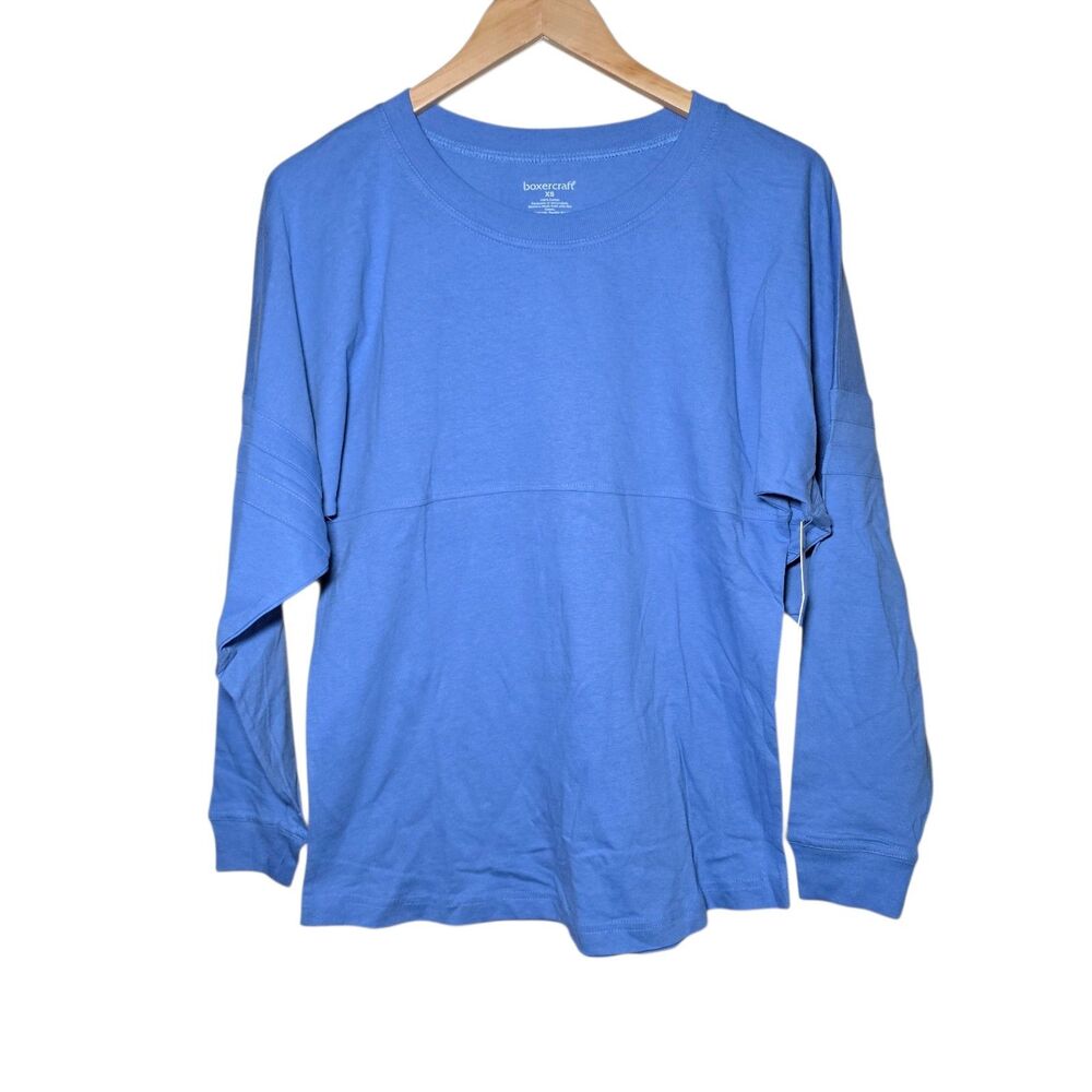 Boxercraft Women's XS Lavender Blue Pom-Pom Jersey Long Sleeve Tee Oversized NWT